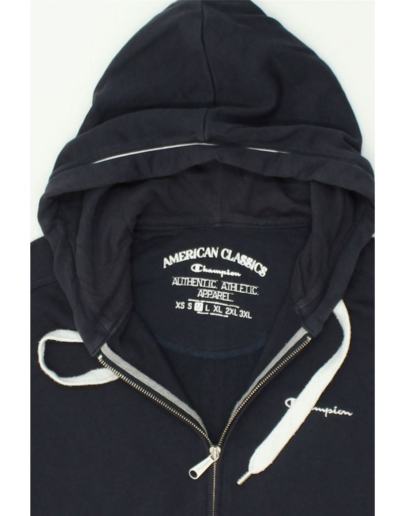 CHAMPION Mens Zip Hoodie Sweater Medium Navy Blue Cotton | Vintage Champion | Thrift | Second-Hand Champion | Used Clothing | Messina Hembry 