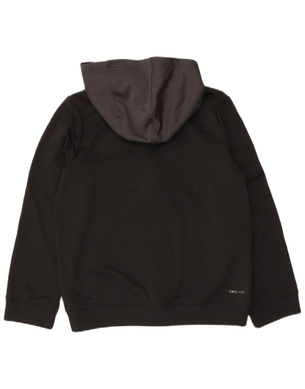 Nike Boys Dri Fit Zip Hoodie Sweater 12-13 Years Large Black Colourblock