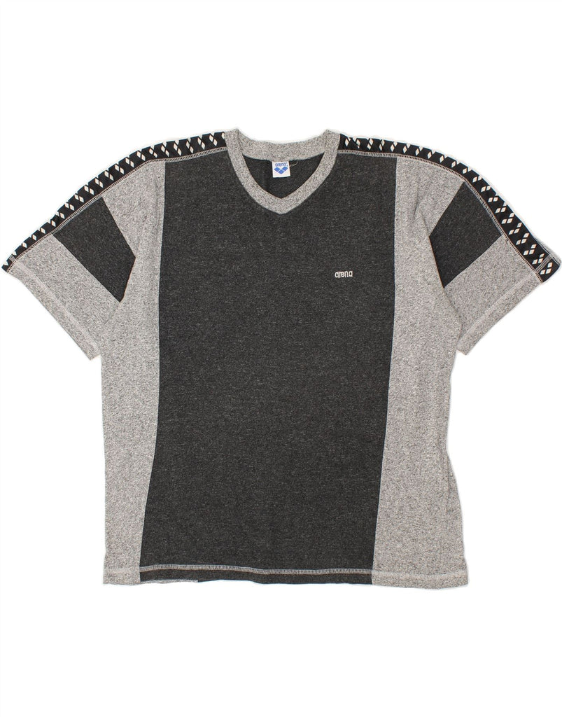 ARENA Mens T-Shirt Top Medium Grey Colourblock | Vintage Arena | Thrift | Second-Hand Arena | Used Clothing | Messina Hembry 