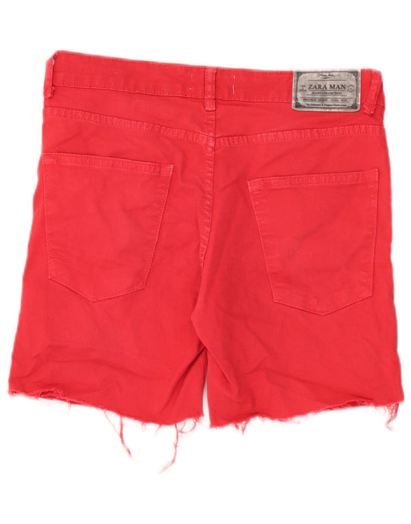 Zara Mens Denim Shorts EU 40 Medium W31 Red