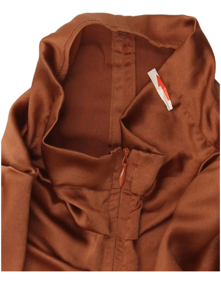 ALYSI Womens Long Sleeve Blouse Top UK 10 Small  Brown Silk
