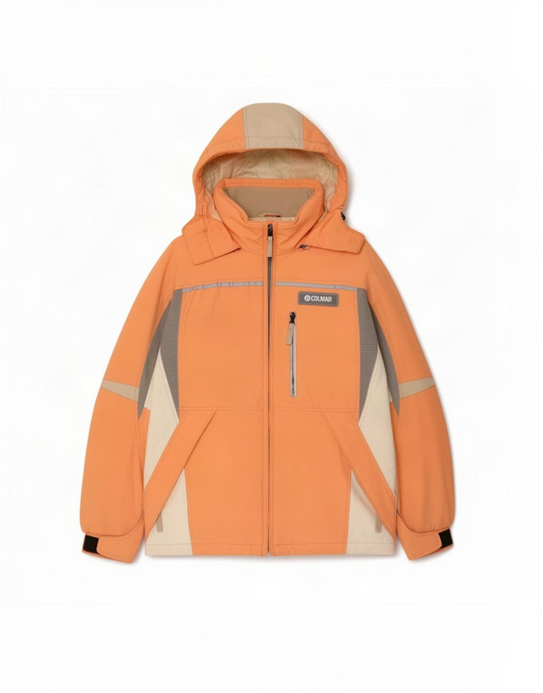 Colmar Womens Hooded Ski Jacket IT 44 Medium Orange Colourblock Polyamide