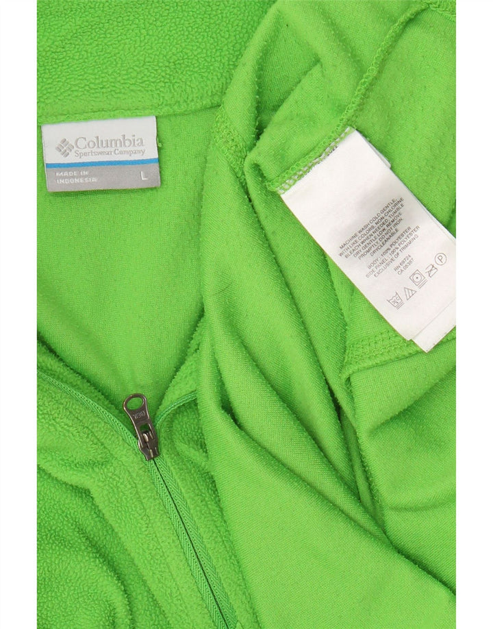 Columbia Mens Zip Neck Fleece Jumper Large Green Polyester
