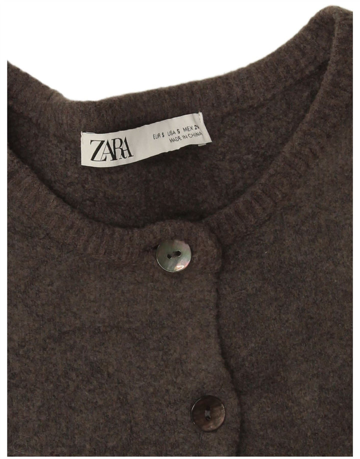 Zara Womens Crop Oversized Cardigan Sweater UK 10 Small Grey