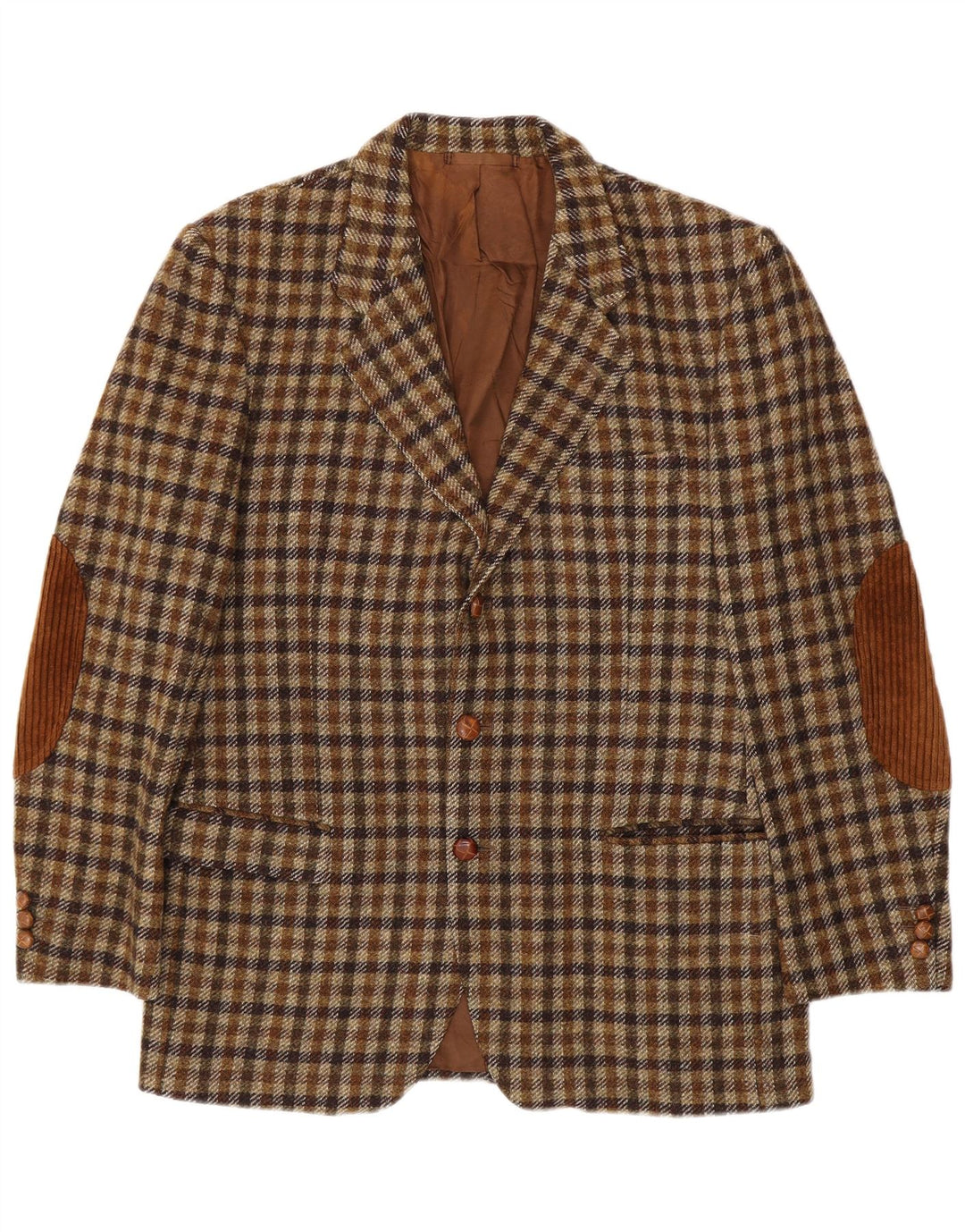 Egon Von Furstenberg Mens 3 Button Blazer Jacket EU 50 Large Brown Gingham