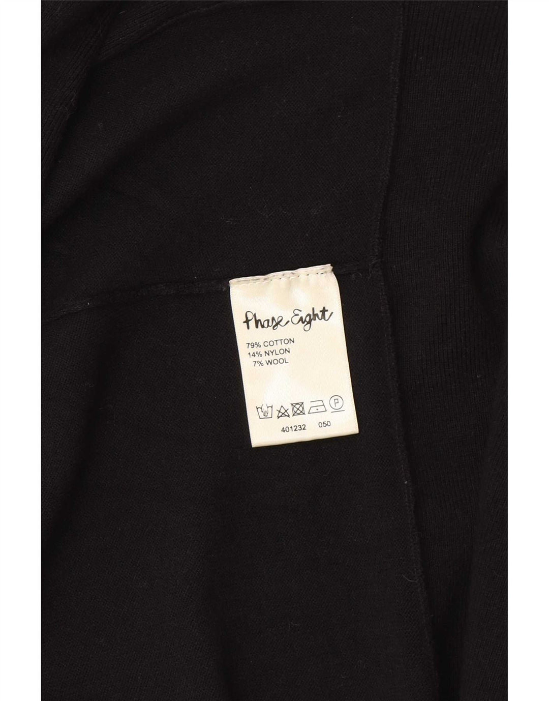 Phase Eight Womens Longline Open Cardigan Sweater UK 14 Medium Black Cotton