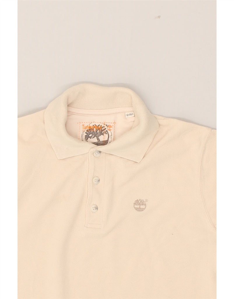 TIMBERLAND Boys Long Sleeve Polo Shirt 11-12 Years Beige Cotton | Vintage Timberland | Thrift | Second-Hand Timberland | Used Clothing | Messina Hembry 