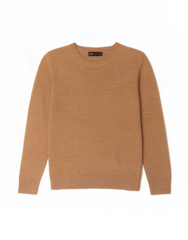 Marks & Spencer Womens Boat Neck Jumper Sweater UK 10 Small Beige Acrylic