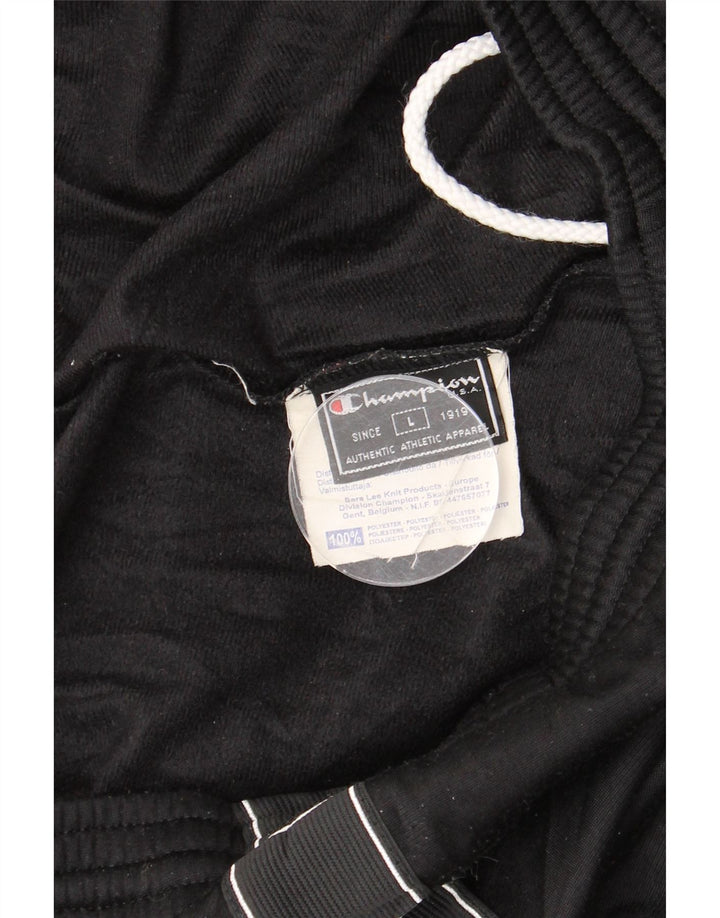 CHAMPION Mens Graphic Tracksuit Trousers Large  Black Polyester