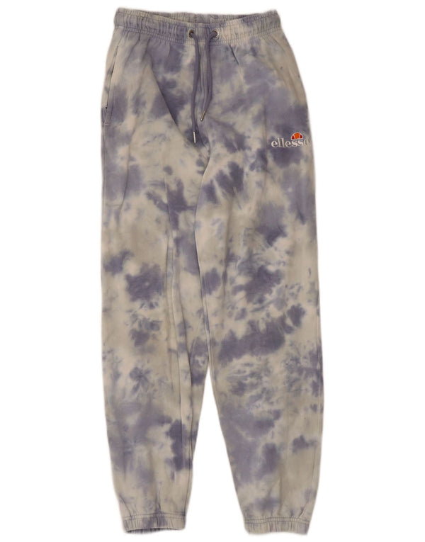 Ellesse Womens Tracksuit Trousers Joggers UK 6 XS Blue Tie Dye Cotton