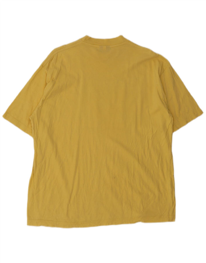 Stefanel Mens Graphic T-Shirt Top Large Yellow Cotton