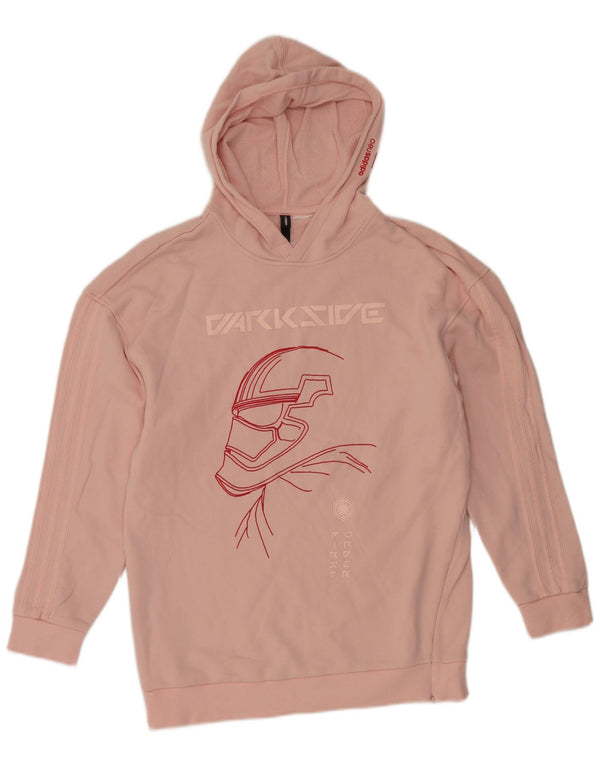 Adidas Womens Graphic Oversized Hoodie Jumper UK 14 Medium Pink