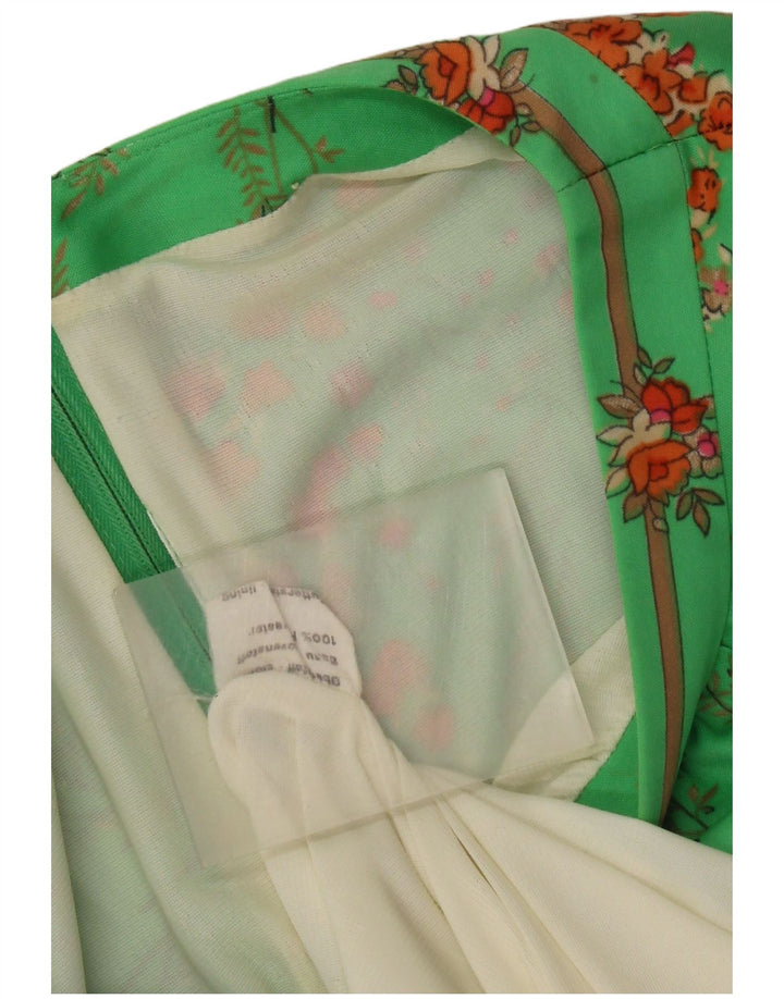 Vintage Womens A-Line Dress EU 40 Medium Green Floral Polyester