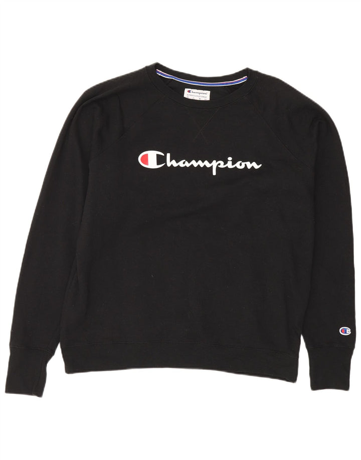 CHAMPION Womens Oversized Graphic Sweatshirt Jumper UK 18 XL Black