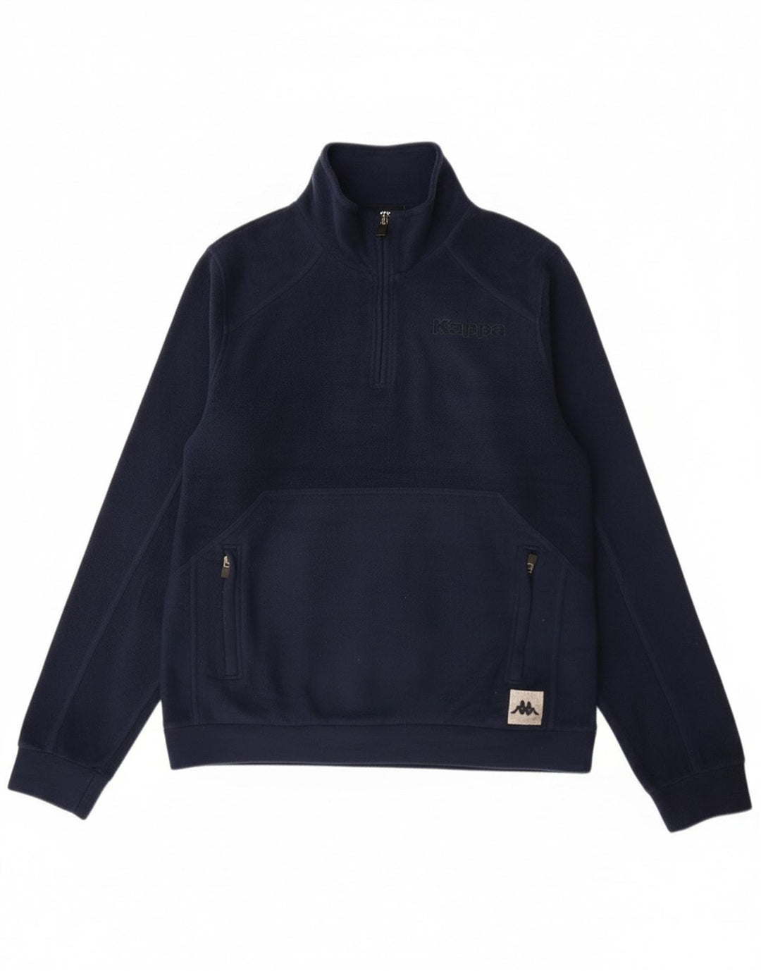 Kappa Mens Graphic Zip Neck Fleece Jumper Medium Navy Blue Polyester