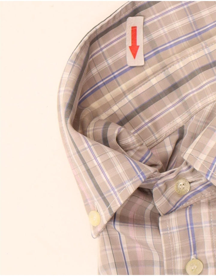 Lacoste Mens Shirt Size 46 2XL Grey Check Cotton