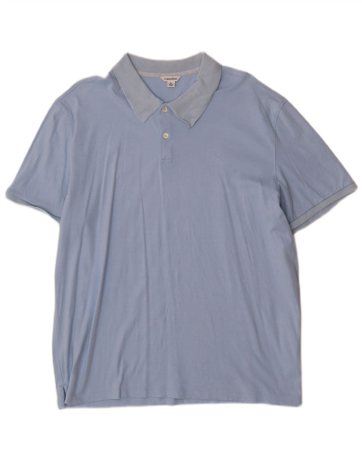 Calvin Klein Mens Polo Shirt XL Blue Cotton