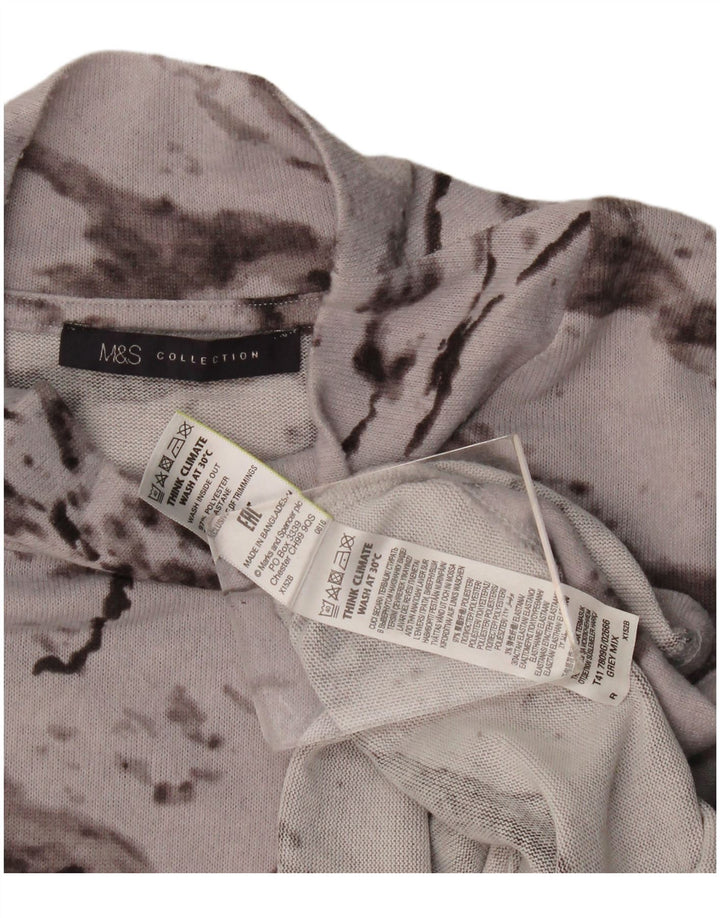 Marks & Spencer Womens Oversized Top 3/4 Sleeve UK 14 Large Grey Tie Dye
