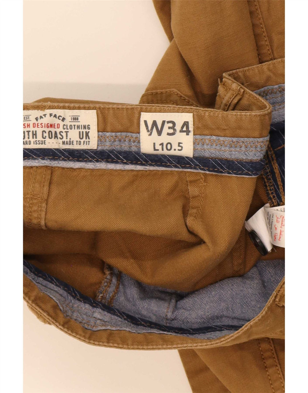Fat Face Mens Chino Shorts W34 Large Beige Cotton