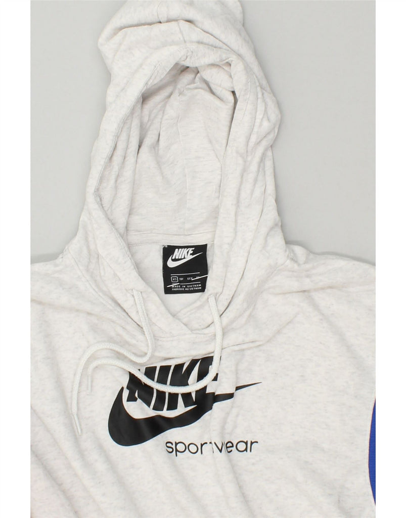 NIKE Womens sportswear Graphic Hoodie Jumper UK 6 XS White Cotton | Vintage Nike | Thrift | Second-Hand Nike | Used Clothing | Messina Hembry 