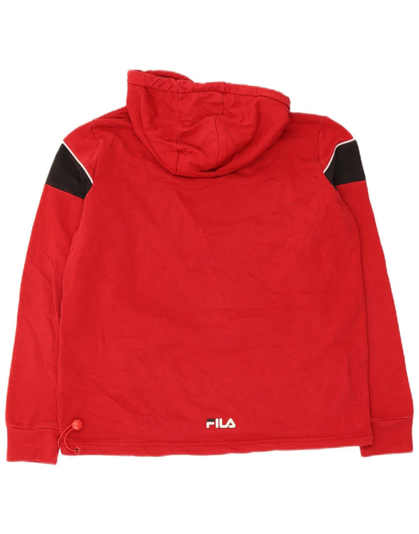 Fila Mens Graphic Hoodie Jumper XS Red Colourblock Cotton