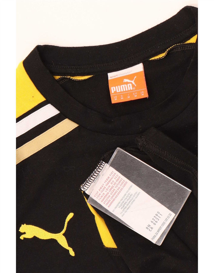 Puma Mens Graphic T-Shirt Top Medium Black Colourblock Polyester