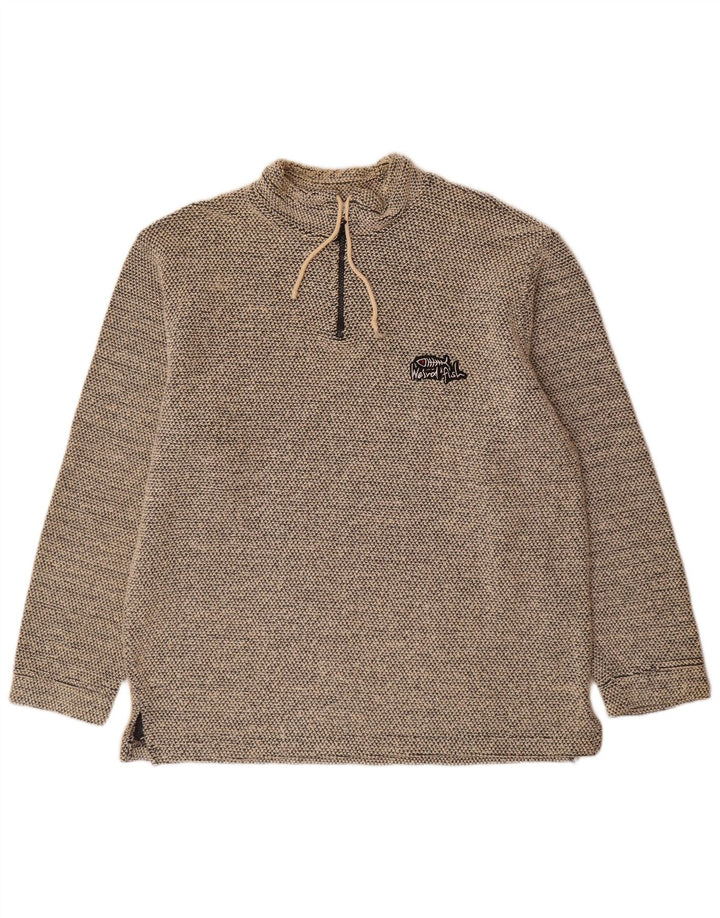 Weird Fish Mens Zip Neck Sweatshirt Jumper Large Grey Cotton