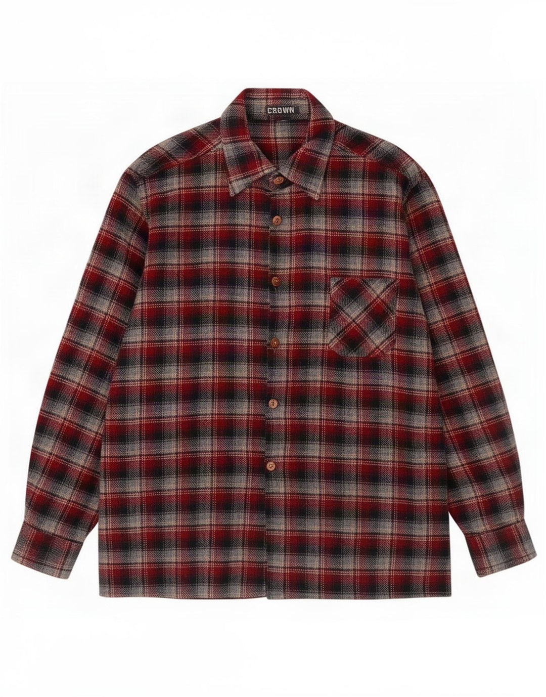 Crown Mens Flannel Shirt Medium Red Check