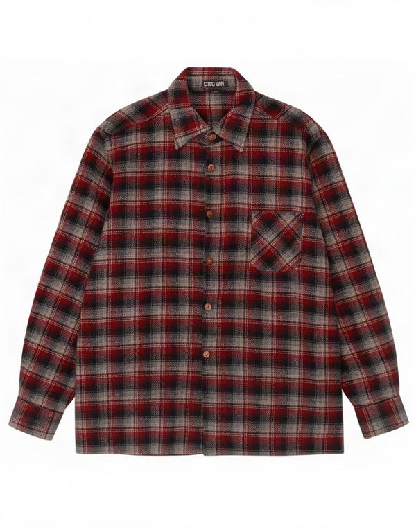 Crown Mens Flannel Shirt Medium Red Check