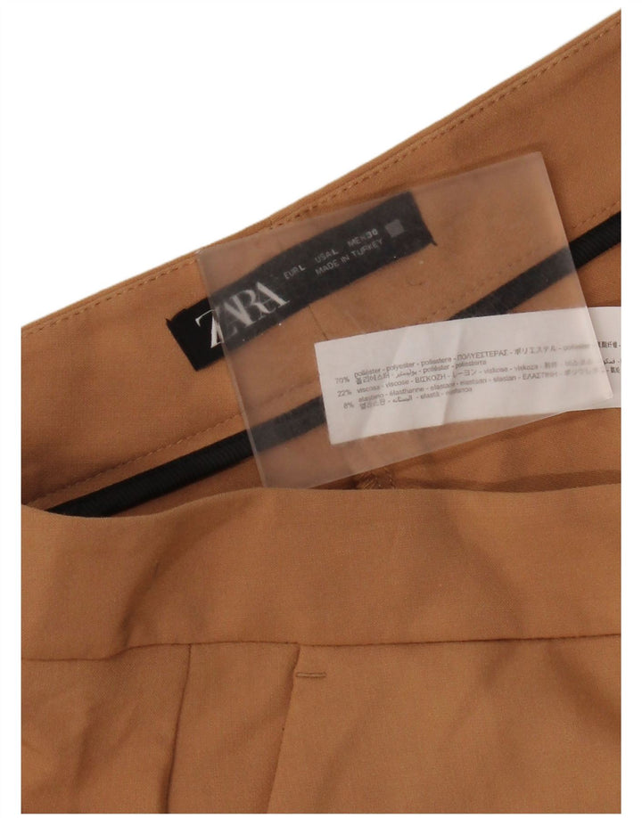 Zara Womens Flare Chino Trousers Large W30 L31 Brown Polyester