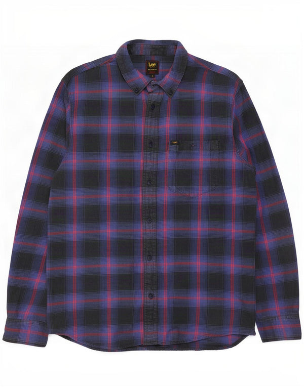 Lee Mens Relaxed Fit Flannel Shirt Small Navy Blue Check Cotton