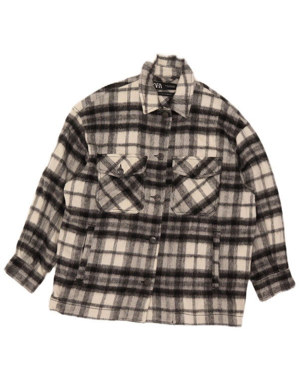 Zara Womens Oversized Lumberjack  Flannel Shirt UK 6 XS Black Check