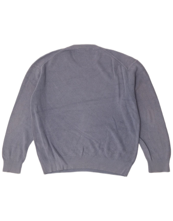 Zara Mens Crew Neck Jumper Sweater Large Blue Cotton