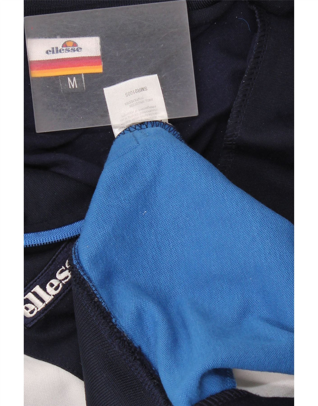 Ellesse Mens Tracksuit Top Jacket Medium Navy Blue Colourblock Cotton