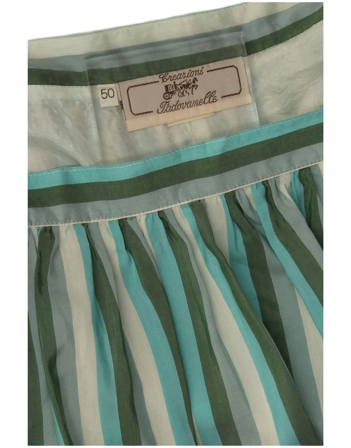 Padovanelle Womens Pleated Skirt W30 Medium Multicoloured Striped Silk