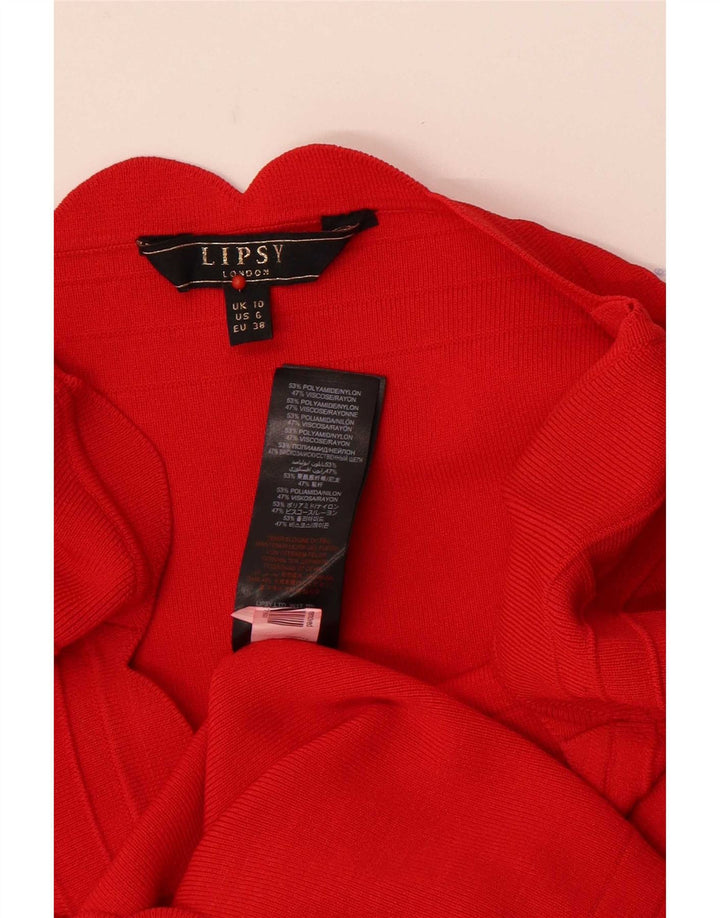 Lipsy Womens Bodycon Dress UK 10 Small Red Polyamide