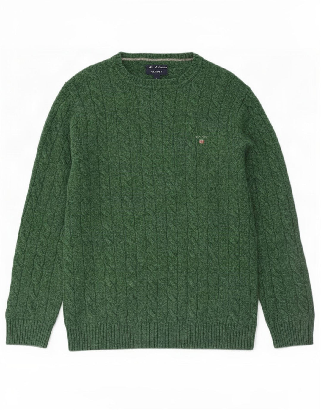 Gant Mens Boat Neck Jumper Sweater Large Green Lambswool