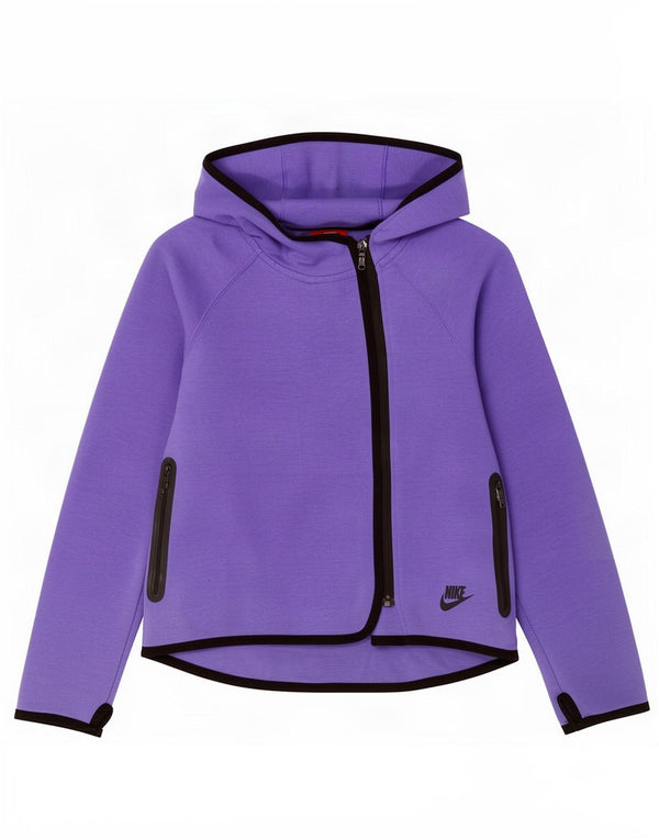 Nike Girls Zip Hoodie Sweater 10-11 Years Medium Purple Cotton