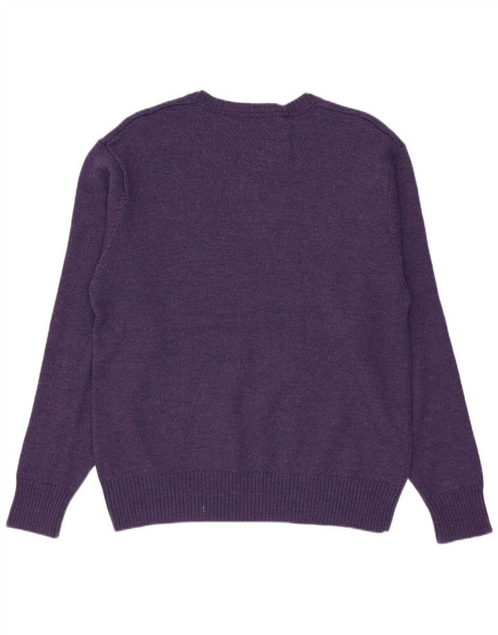 NAUTICA Mens V-Neck Jumper Sweater Medium Purple Merino Wool