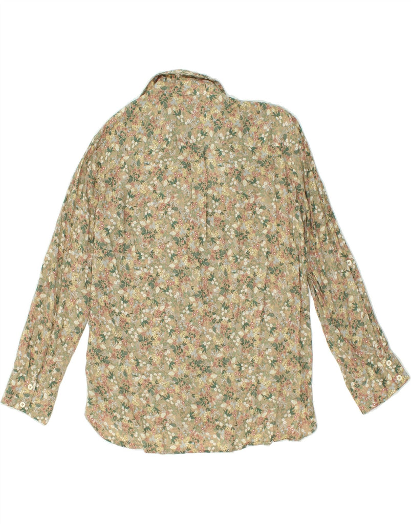 BENETTON Womens Shirt UK 10 Small Beige Floral Modal | Vintage Benetton | Thrift | Second-Hand Benetton | Used Clothing | Messina Hembry 
