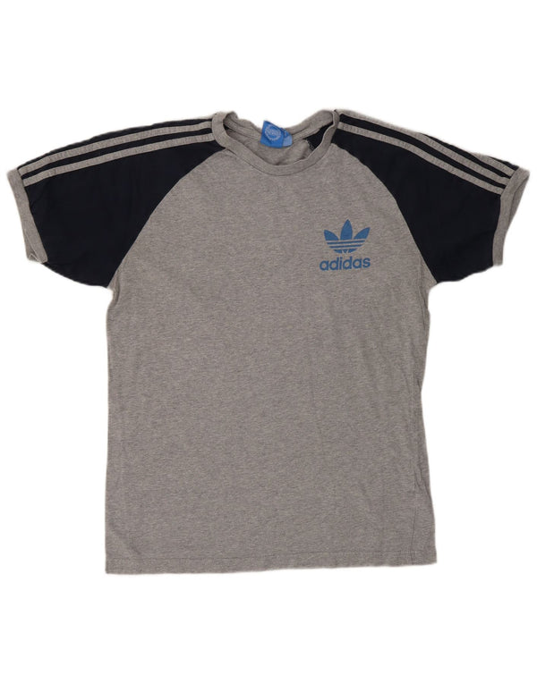 ADIDAS Womens T-Shirt Top UK 14 Medium Grey Colourblock Cotton