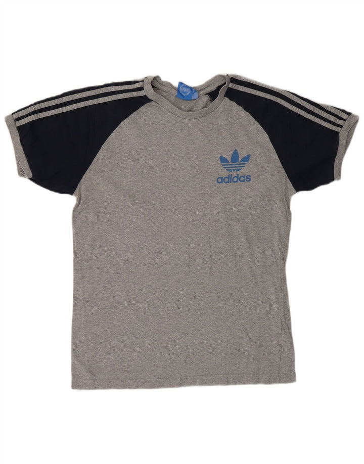 ADIDAS Womens T-Shirt Top UK 14 Medium Grey Colourblock Cotton