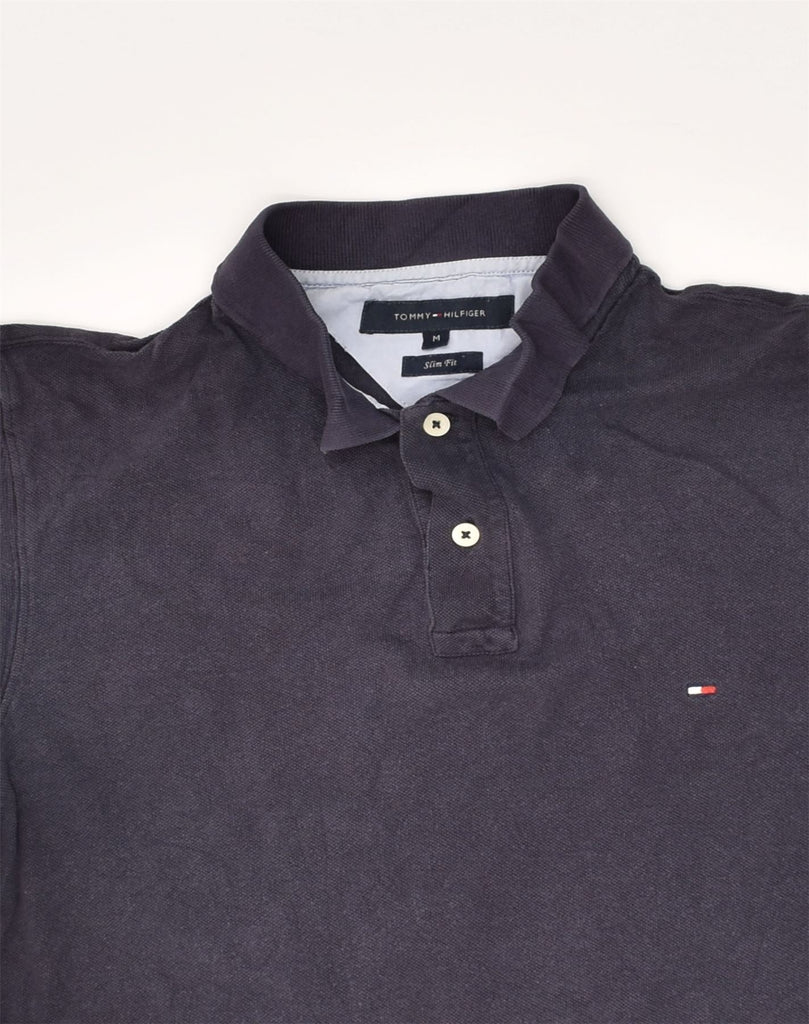 TOMMY HILFIGER Mens Slim Fit Polo Shirt Medium Navy Blue Cotton | Vintage Tommy Hilfiger | Thrift | Second-Hand Tommy Hilfiger | Used Clothing | Messina Hembry 