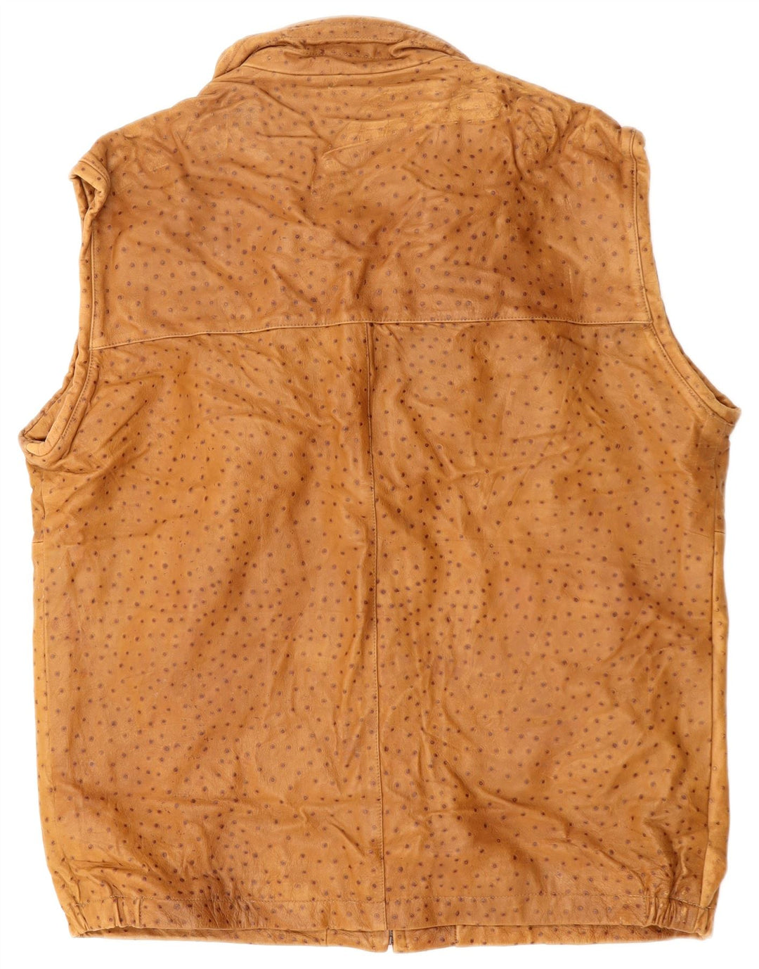 VINTAGE Mens Leather Gilet IT 56 3XL Brown Spotted