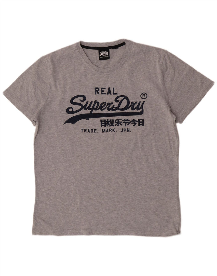 Superdry Mens Graphic T-Shirt Top 2XL Grey Cotton