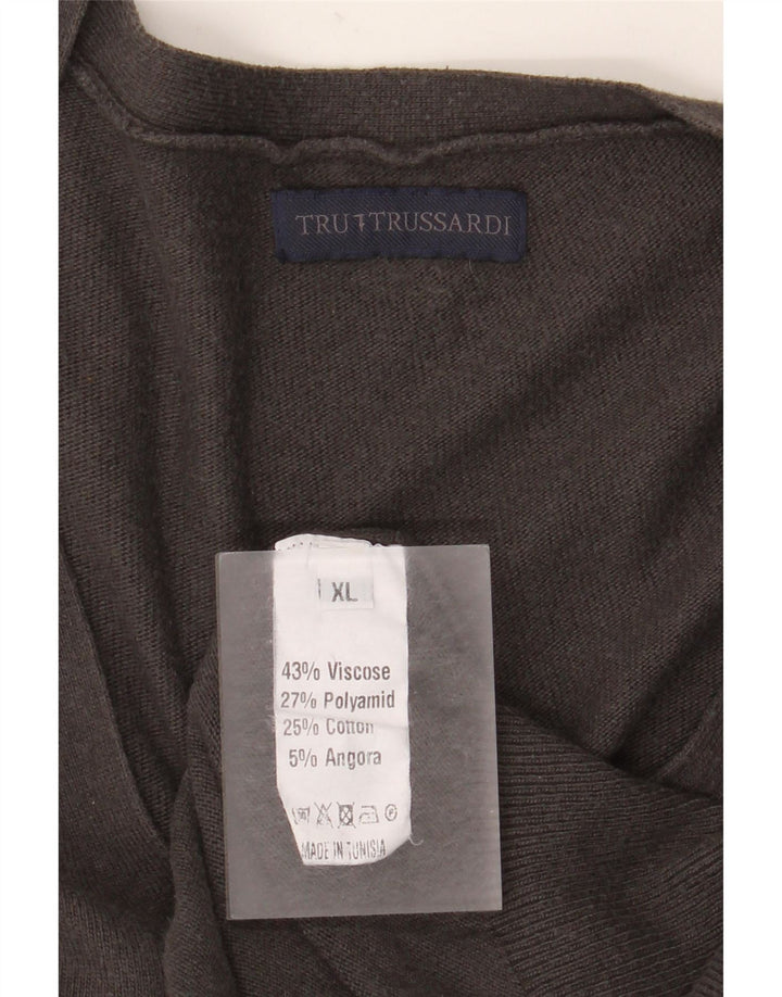 Trussardi Mens Cardigan Sweater XL Grey Viscose