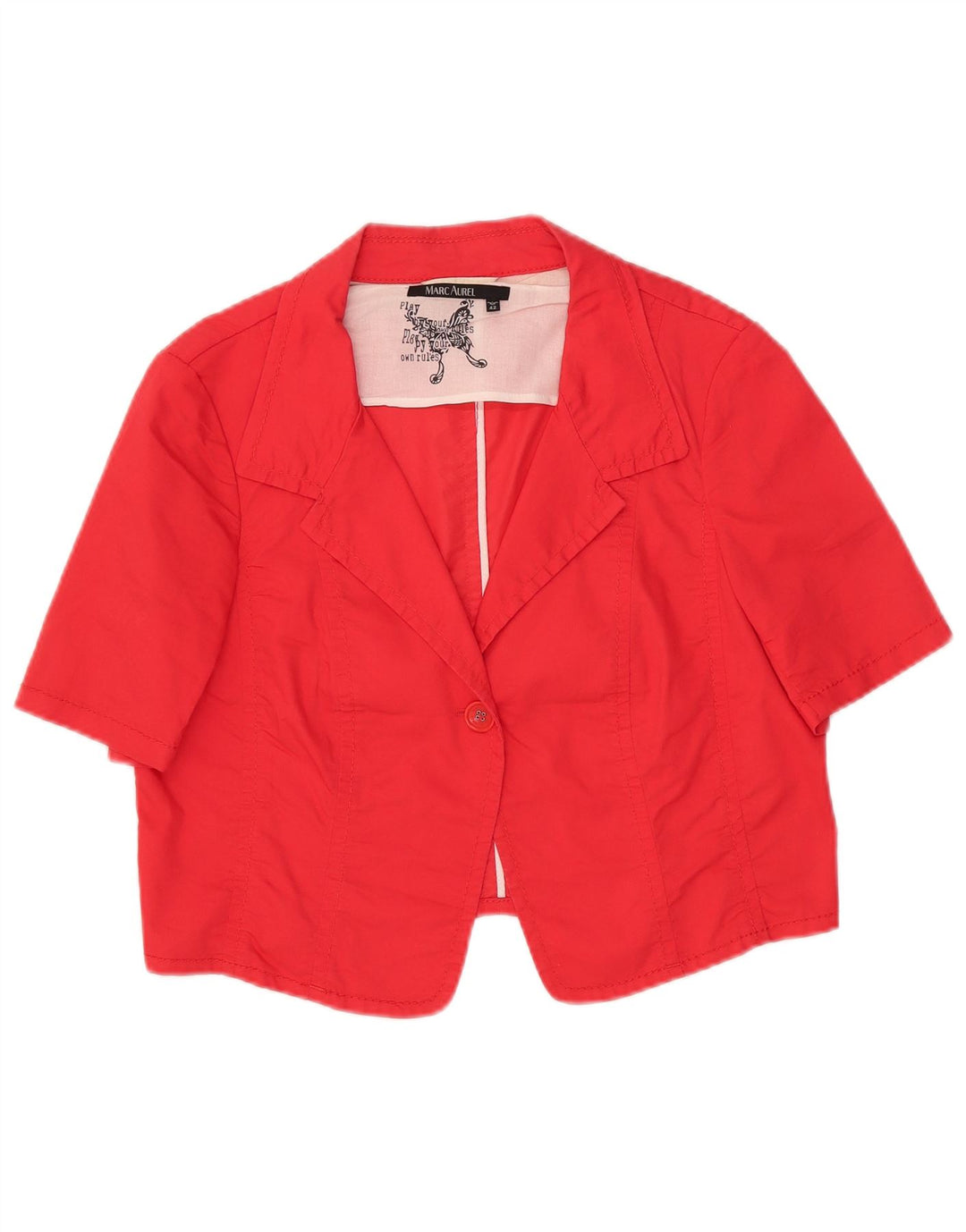 Marc Aurel Womens Crop 1 Button Short Sleeve Blazer Jacket IT 42 Medium Red