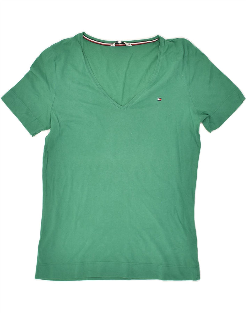 TOMMY HILFIGER Womens T-Shirt Top UK 10 Small Green Cotton | Vintage Tommy Hilfiger | Thrift | Second-Hand Tommy Hilfiger | Used Clothing | Messina Hembry 