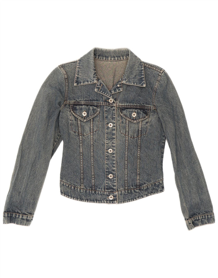 Vintage Womens Crop Denim Jacket UK 4 XS Blue