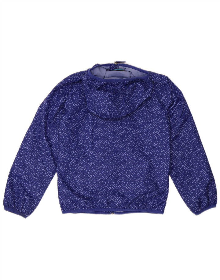 Columbia Girls Hooded Rain Jacket 7-8 Years Small Blue Geometric Polyester